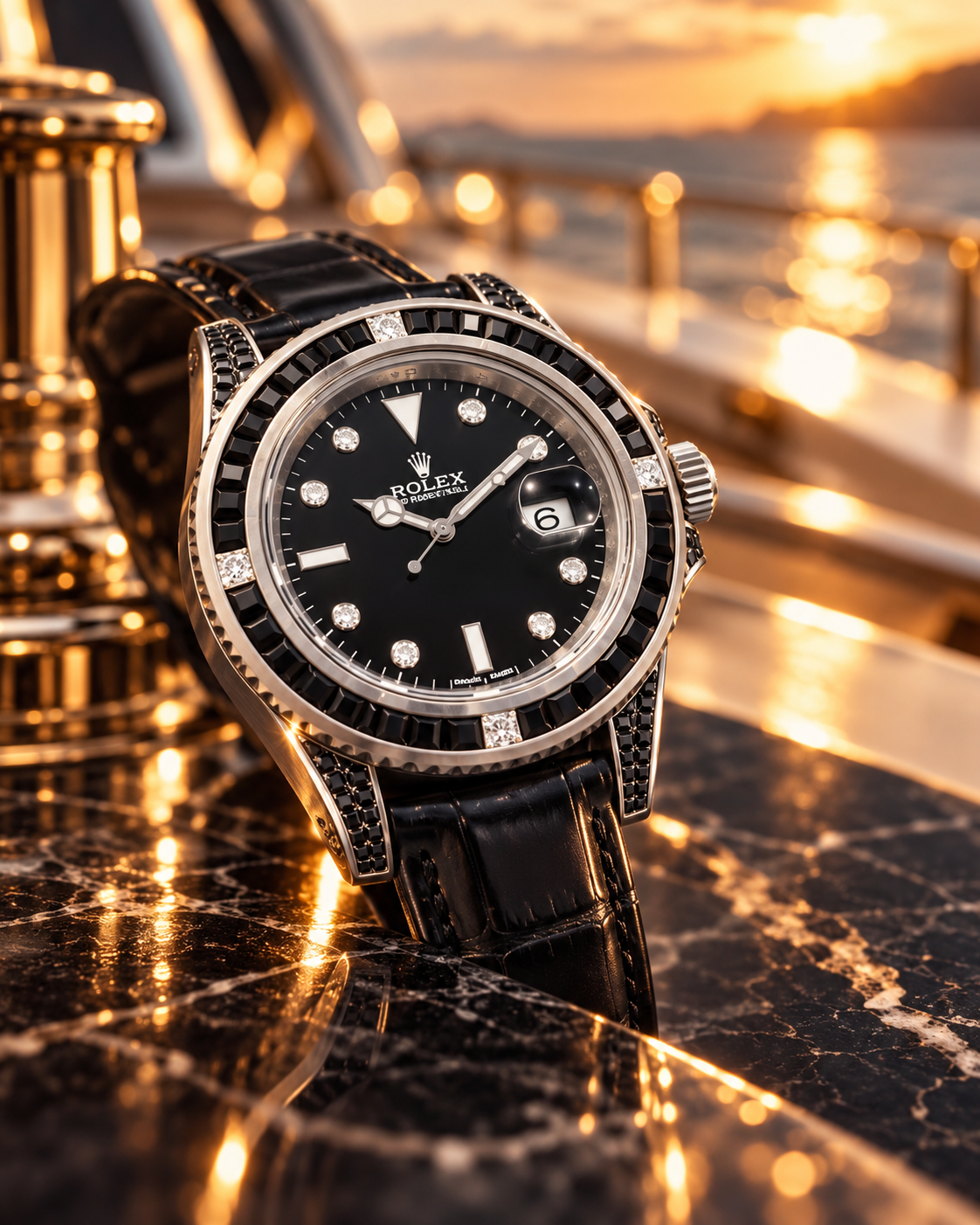 Black gemstone watch collection